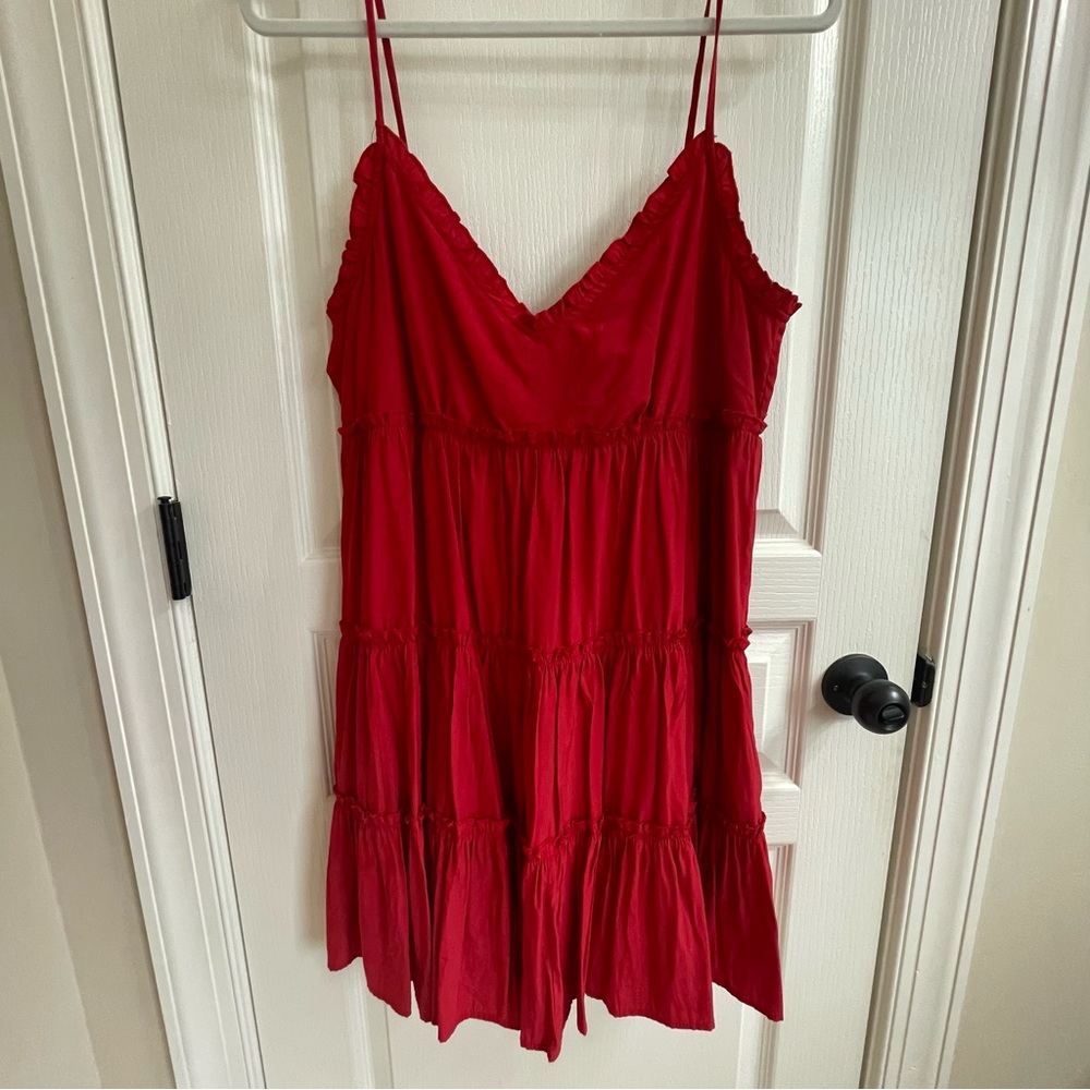 Entro | Red | Adjustable Spaghetti Straps | Tiered | Lined | Large | EUC